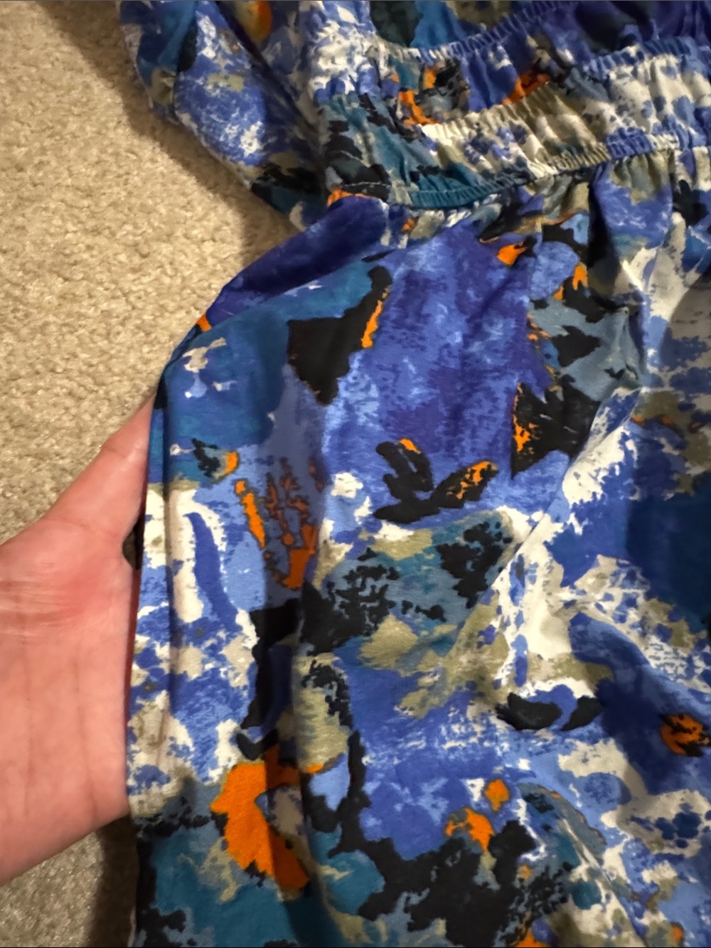 Anthropologie The Somerset Maxi Dress Blue Floral Abstract Short Sleeve Tier-XS - Picture 5 of 10